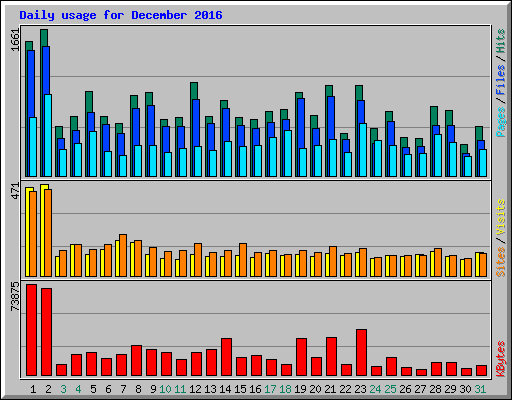 Daily usage for December 2016
