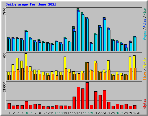 Daily usage for June 2021