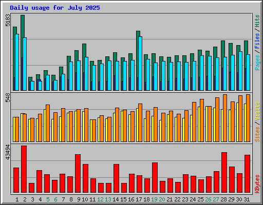 Daily usage for July 2025